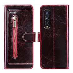 Leather Case Stands Flip Cover Holder JDK for Samsung Galaxy Z Fold4 5G Red