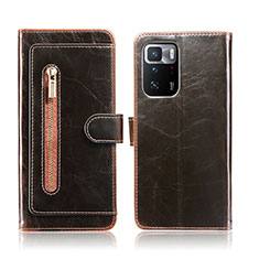 Leather Case Stands Flip Cover Holder JDK for Xiaomi Redmi Note 10 Pro 5G Brown