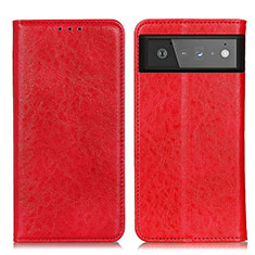 Leather Case Stands Flip Cover Holder K01Z for Google Pixel 6 5G Red