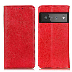 Leather Case Stands Flip Cover Holder K01Z for Google Pixel 6 Pro 5G Red