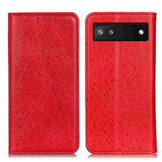 Leather Case Stands Flip Cover Holder K01Z for Google Pixel 6a 5G Red