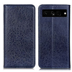 Leather Case Stands Flip Cover Holder K01Z for Google Pixel 7 Pro 5G Blue