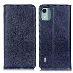 Leather Case Stands Flip Cover Holder K01Z for Nokia C12 Blue