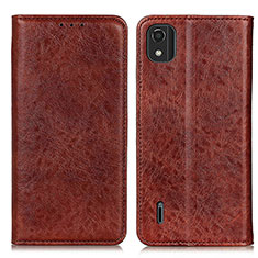 Leather Case Stands Flip Cover Holder K01Z for Nokia C2 2nd Edition Brown