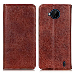 Leather Case Stands Flip Cover Holder K01Z for Nokia C20 Plus Brown