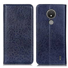 Leather Case Stands Flip Cover Holder K01Z for Nokia C21 Blue