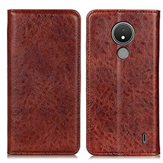 Leather Case Stands Flip Cover Holder K01Z for Nokia C21 Brown