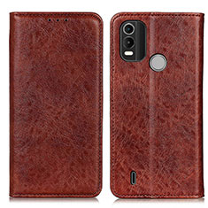 Leather Case Stands Flip Cover Holder K01Z for Nokia C21 Plus Brown