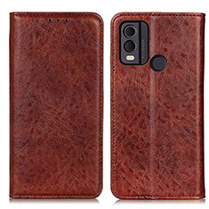 Leather Case Stands Flip Cover Holder K01Z for Nokia C22 Brown