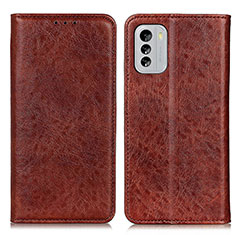 Leather Case Stands Flip Cover Holder K01Z for Nokia G60 5G Brown