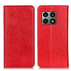 Leather Case Stands Flip Cover Holder K01Z for OnePlus 10 Pro 5G Red