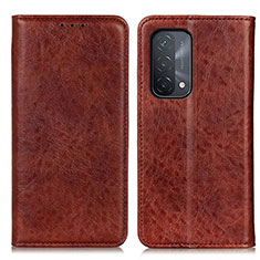 Leather Case Stands Flip Cover Holder K01Z for OnePlus Nord N200 5G Brown