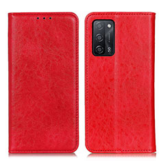Leather Case Stands Flip Cover Holder K01Z for Oppo A55 5G Red