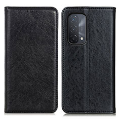 Leather Case Stands Flip Cover Holder K01Z for Oppo A74 5G Black
