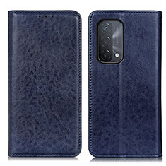 Leather Case Stands Flip Cover Holder K01Z for Oppo A74 5G Blue