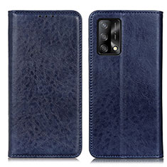 Leather Case Stands Flip Cover Holder K01Z for Oppo F19 Blue