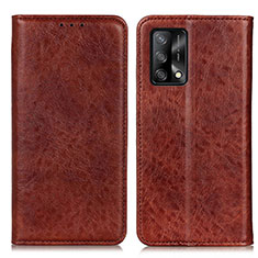 Leather Case Stands Flip Cover Holder K01Z for Oppo F19s Brown