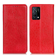 Leather Case Stands Flip Cover Holder K01Z for Oppo K9 5G Red