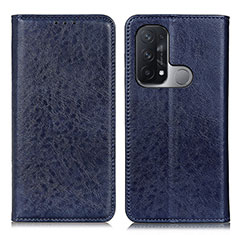 Leather Case Stands Flip Cover Holder K01Z for Oppo Reno5 A Blue