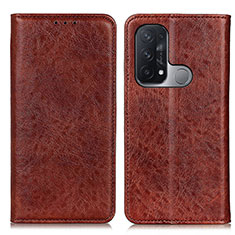 Leather Case Stands Flip Cover Holder K01Z for Oppo Reno5 A Brown