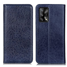 Leather Case Stands Flip Cover Holder K01Z for Oppo Reno6 Lite Blue