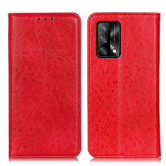 Leather Case Stands Flip Cover Holder K01Z for Oppo Reno6 Lite Red