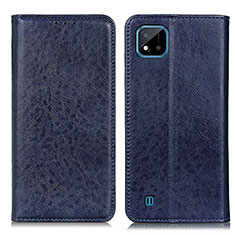 Leather Case Stands Flip Cover Holder K01Z for Realme C11 (2021) Blue