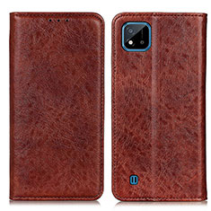 Leather Case Stands Flip Cover Holder K01Z for Realme C20 Brown