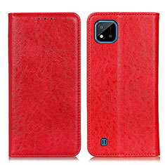 Leather Case Stands Flip Cover Holder K01Z for Realme C20 Red