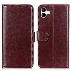 Leather Case Stands Flip Cover Holder K01Z for Samsung Galaxy M04 Brown