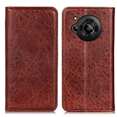 Leather Case Stands Flip Cover Holder K01Z for Sharp Aquos R7 Brown