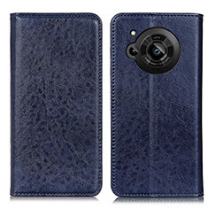 Leather Case Stands Flip Cover Holder K01Z for Sharp Aquos R7s Blue