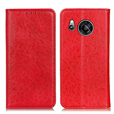 Leather Case Stands Flip Cover Holder K01Z for Sharp Aquos Sense7 Red