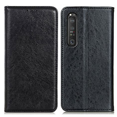 Leather Case Stands Flip Cover Holder K01Z for Sony Xperia 1 III Black