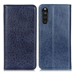 Leather Case Stands Flip Cover Holder K01Z for Sony Xperia 10 III SO-52B Blue