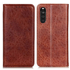 Leather Case Stands Flip Cover Holder K01Z for Sony Xperia 10 III SOG04 Brown