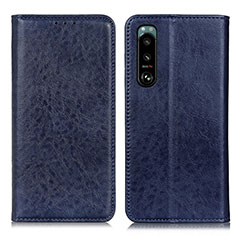 Leather Case Stands Flip Cover Holder K01Z for Sony Xperia 5 III SO-53B Blue