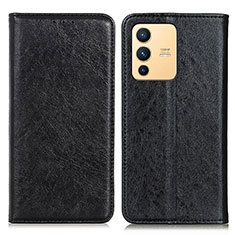 Leather Case Stands Flip Cover Holder K01Z for Vivo V23 5G Black