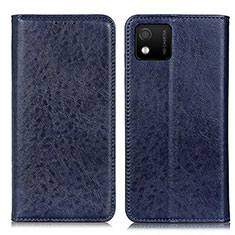 Leather Case Stands Flip Cover Holder K01Z for Wiko Y52 Blue