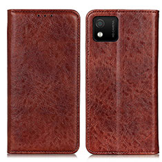 Leather Case Stands Flip Cover Holder K01Z for Wiko Y52 Brown