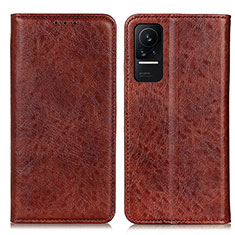 Leather Case Stands Flip Cover Holder K01Z for Xiaomi Civi 1S 5G Brown