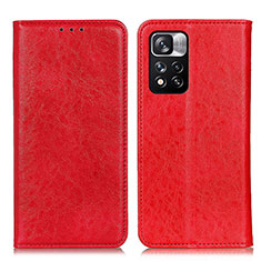 Leather Case Stands Flip Cover Holder K01Z for Xiaomi Poco X4 NFC Red