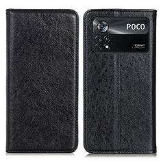 Leather Case Stands Flip Cover Holder K01Z for Xiaomi Poco X4 Pro 5G Black
