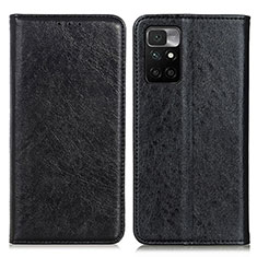 Leather Case Stands Flip Cover Holder K01Z for Xiaomi Redmi 10 4G Black