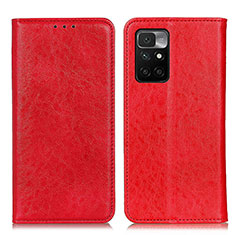 Leather Case Stands Flip Cover Holder K01Z for Xiaomi Redmi 10 4G Red