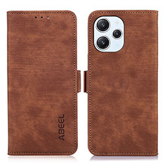 Leather Case Stands Flip Cover Holder K01Z for Xiaomi Redmi 12 4G Brown