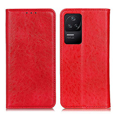 Leather Case Stands Flip Cover Holder K01Z for Xiaomi Redmi K40S 5G Red