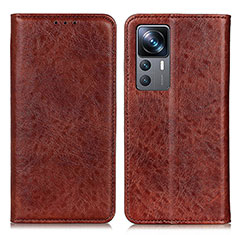 Leather Case Stands Flip Cover Holder K01Z for Xiaomi Redmi K50 Ultra 5G Brown