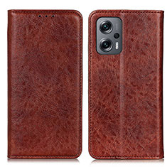 Leather Case Stands Flip Cover Holder K01Z for Xiaomi Redmi K50i 5G Brown