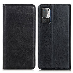 Leather Case Stands Flip Cover Holder K01Z for Xiaomi Redmi Note 10 5G Black